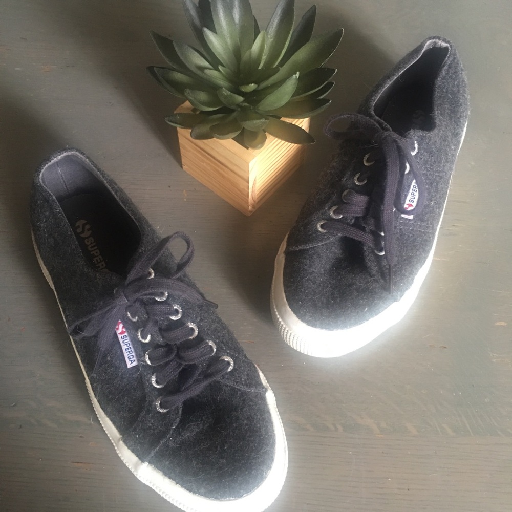 NWOT Superga Charcoal Grey wool blend sneakers